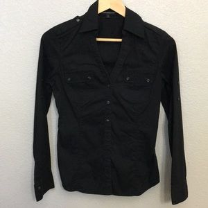 Express black button down